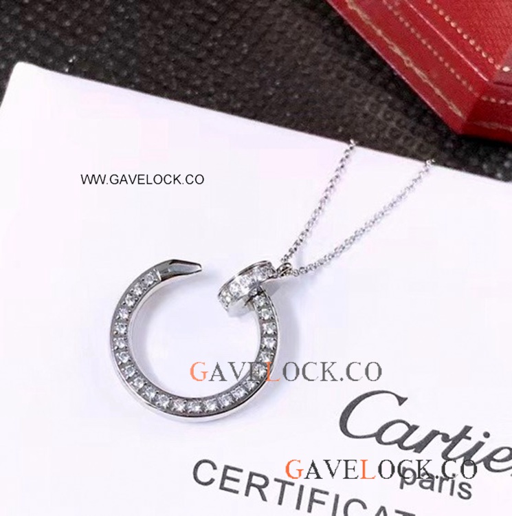 Best Juste Un Clou Replica Necklace - Silver with Diamonds